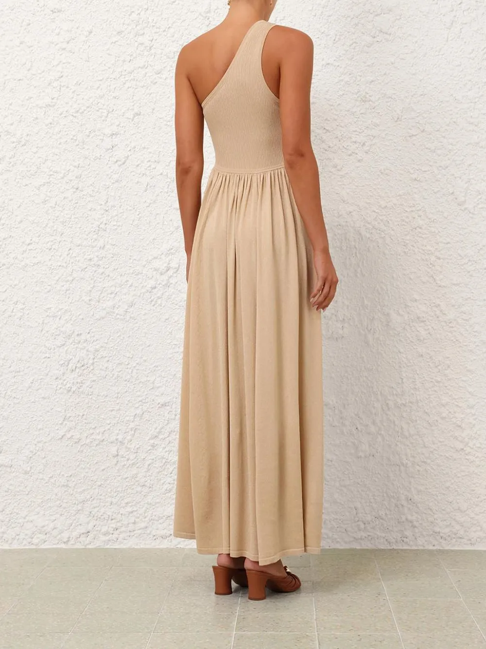 Gold Crush Metallic Asymmetric Maxi Dress