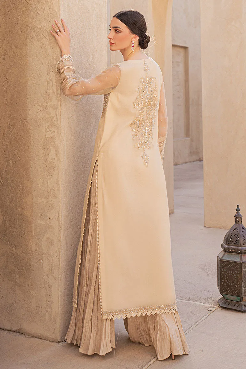 Gold Pakistani Kameez and Crushed Sharara with Dupatta