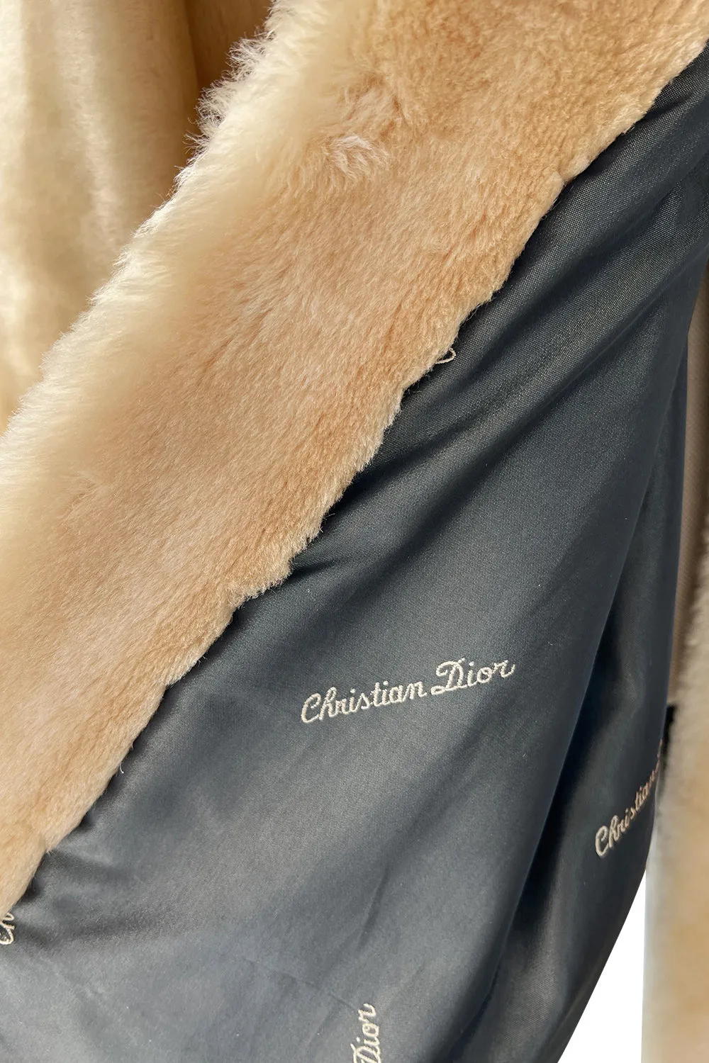 Gorgeous 1980s Christian Dior 'Teddy Bear Soft Thick Faux Fur Swing Tent Flare Coat