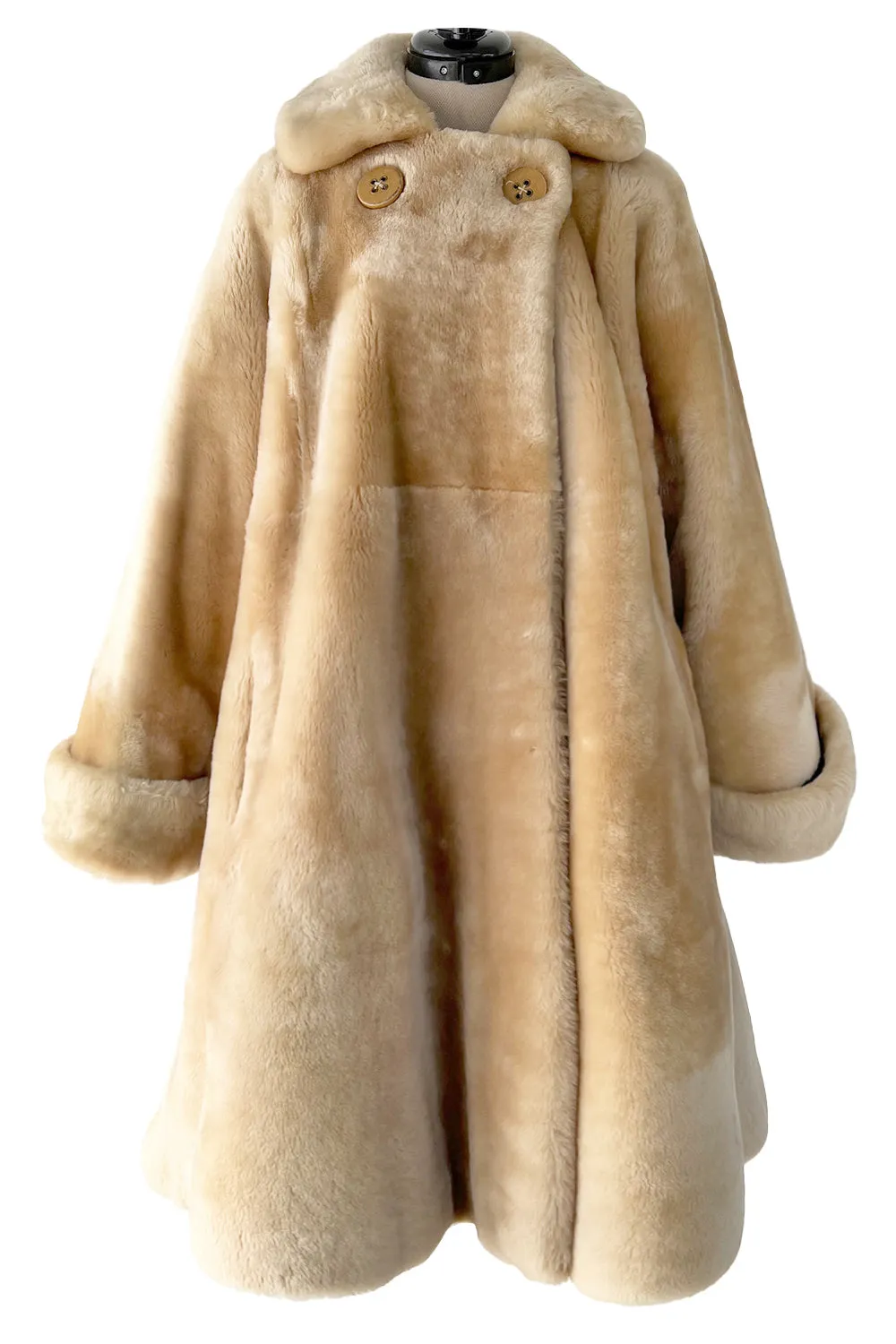 Gorgeous 1980s Christian Dior 'Teddy Bear Soft Thick Faux Fur Swing Tent Flare Coat
