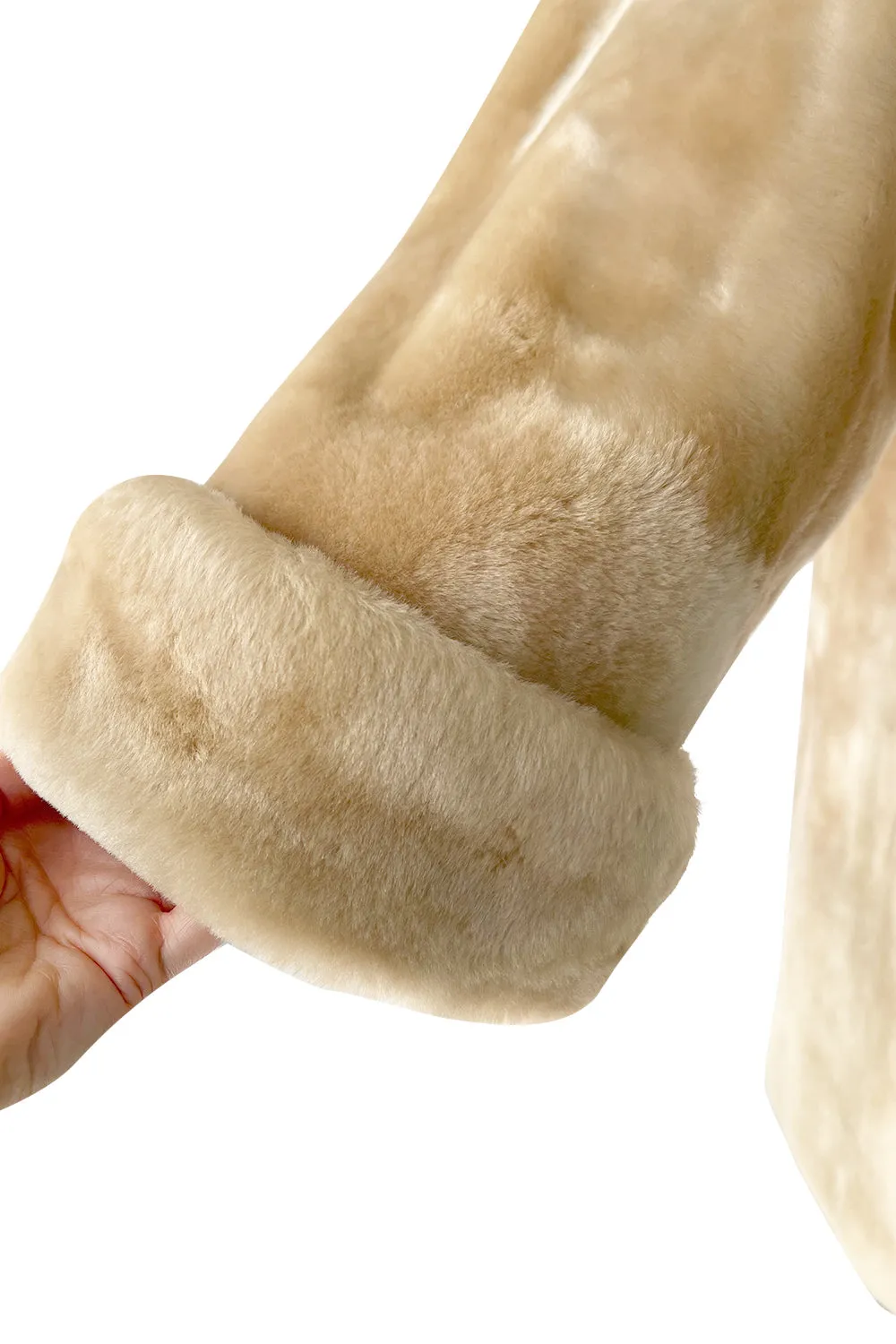 Gorgeous 1980s Christian Dior 'Teddy Bear Soft Thick Faux Fur Swing Tent Flare Coat