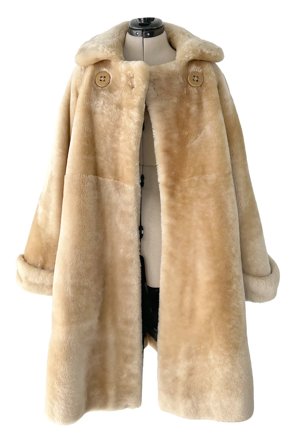 Gorgeous 1980s Christian Dior 'Teddy Bear Soft Thick Faux Fur Swing Tent Flare Coat