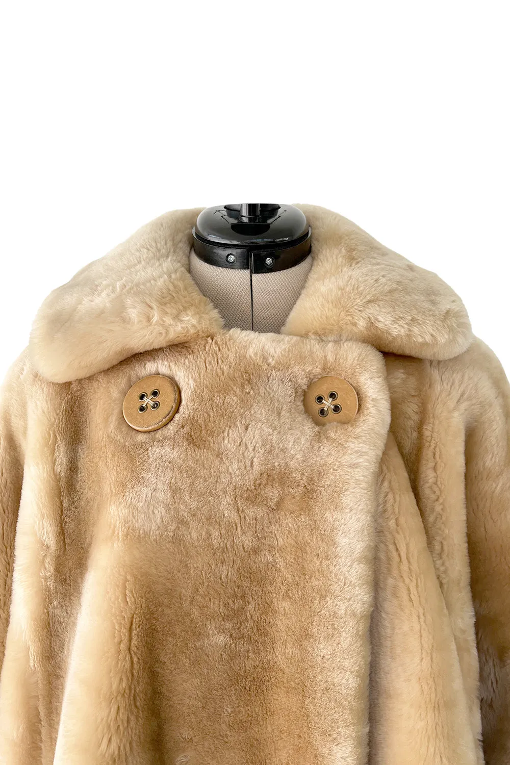 Gorgeous 1980s Christian Dior 'Teddy Bear Soft Thick Faux Fur Swing Tent Flare Coat