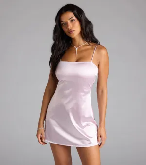Gorgeous Evening Cutout Satin Mini Dress