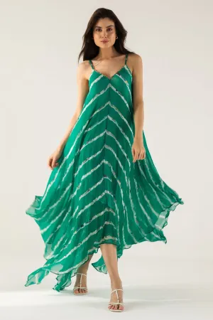 Green Cami Asymmetric Dress