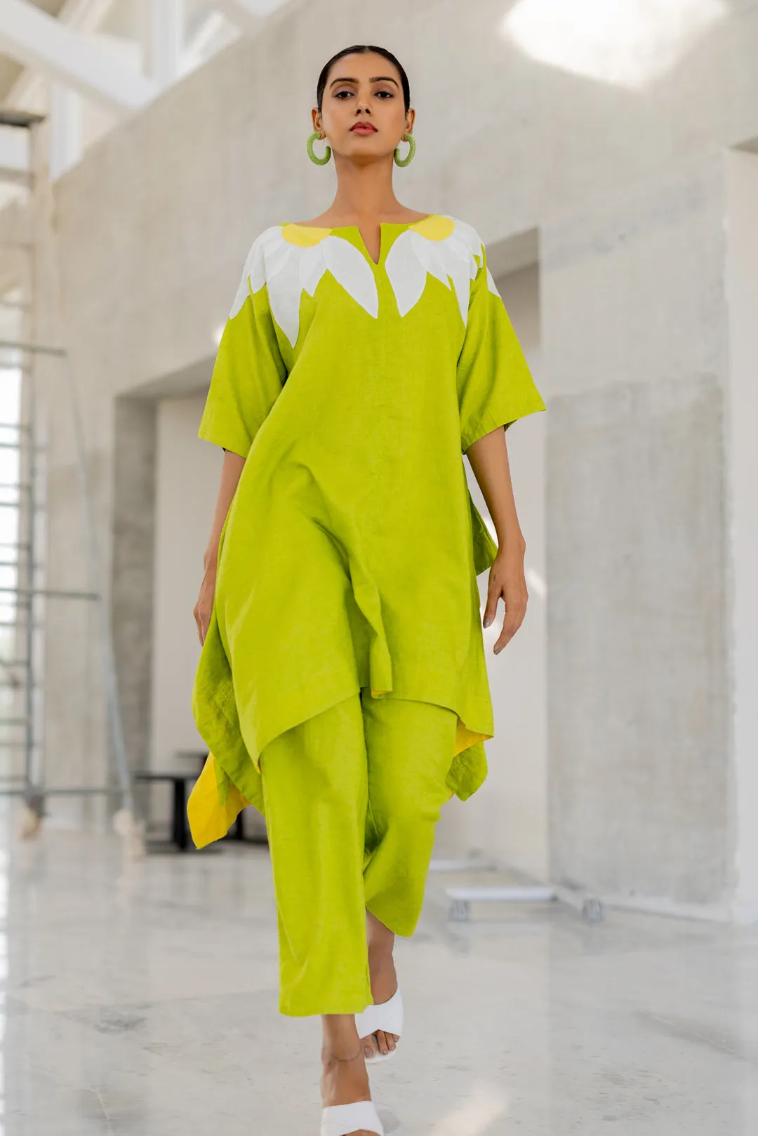 Green Sunflower Applique Tunic