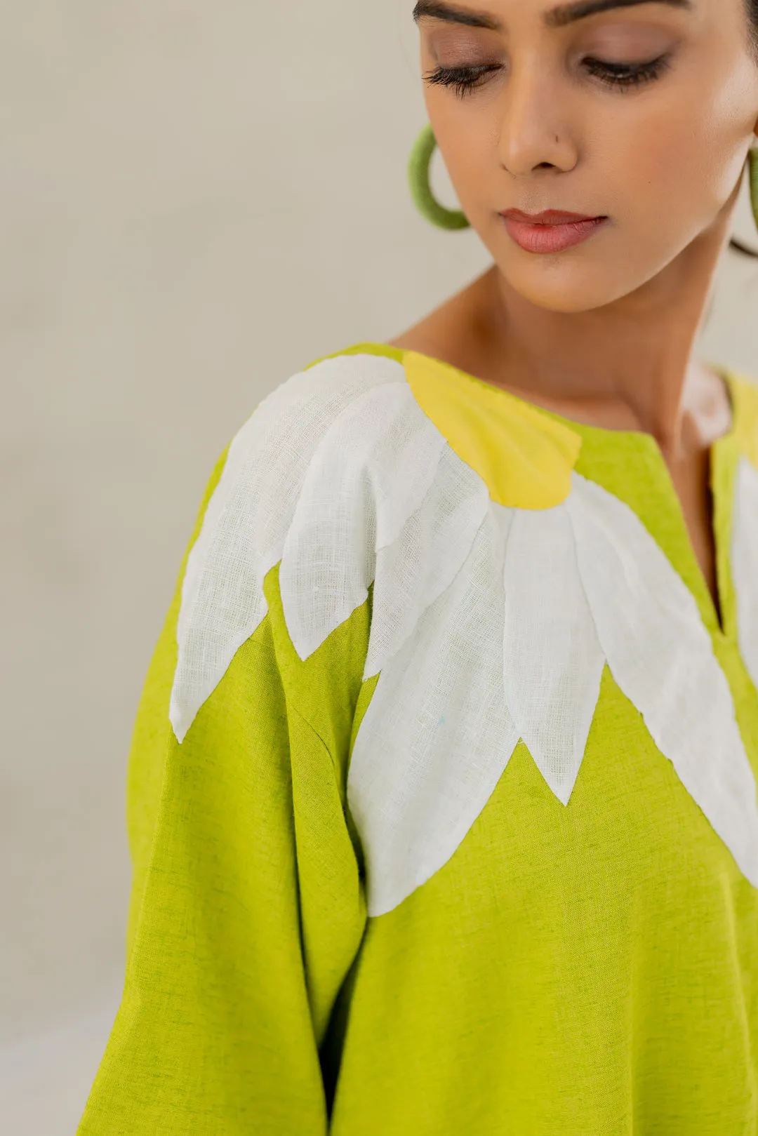 Green Sunflower Applique Tunic