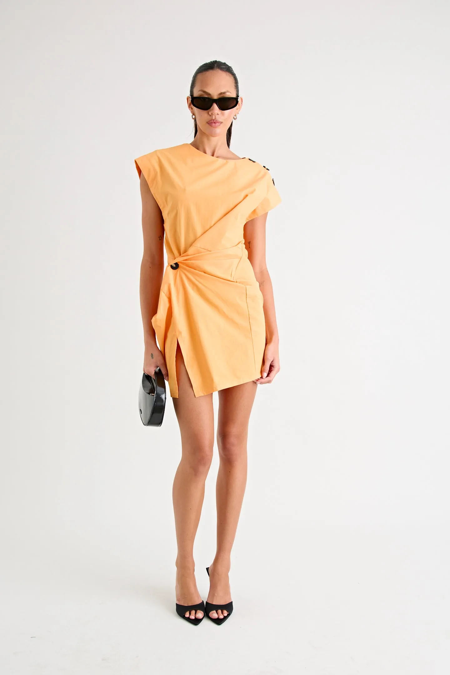 GRENADA MINI TWIST DRESS | TANGERINE
