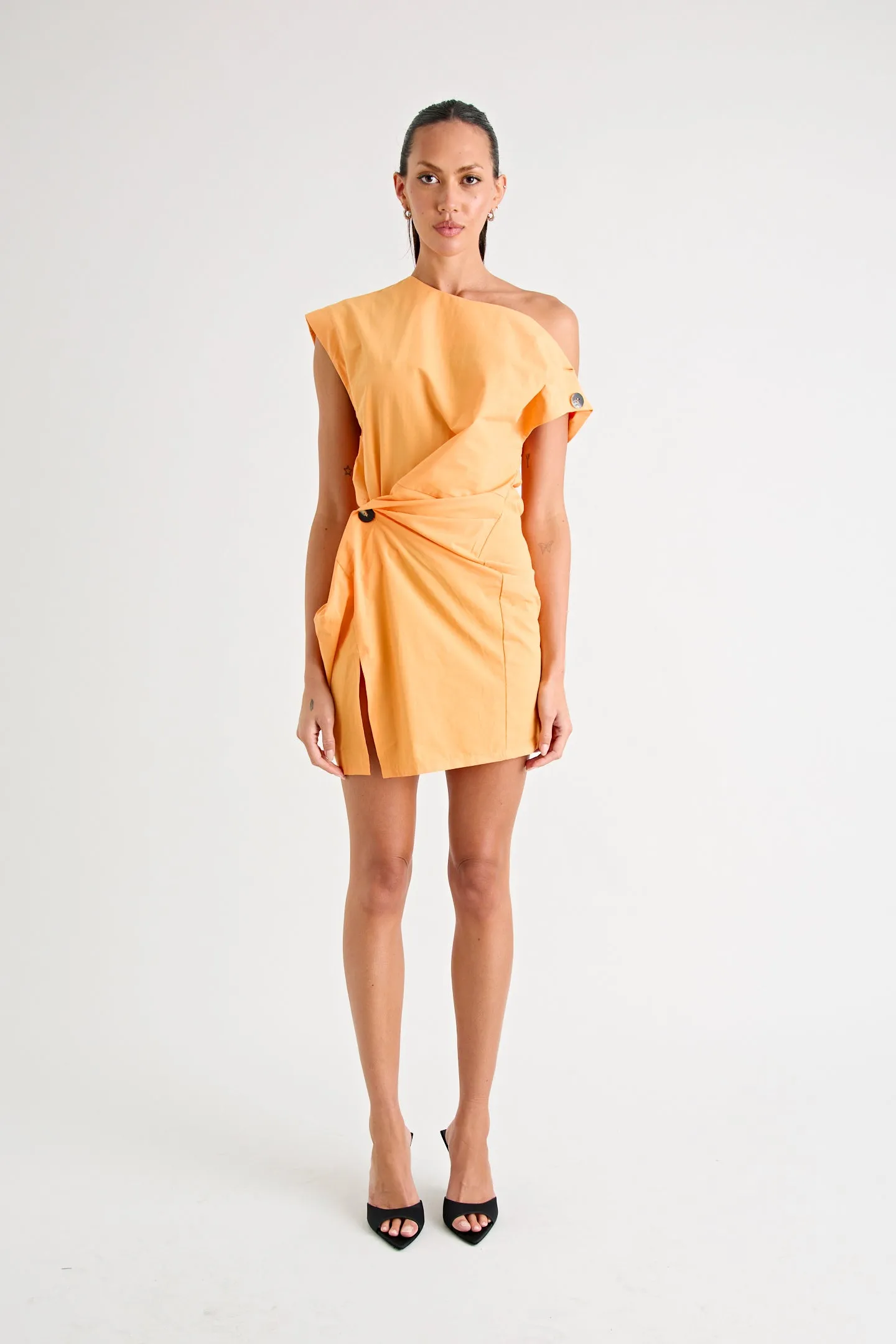 GRENADA MINI TWIST DRESS | TANGERINE