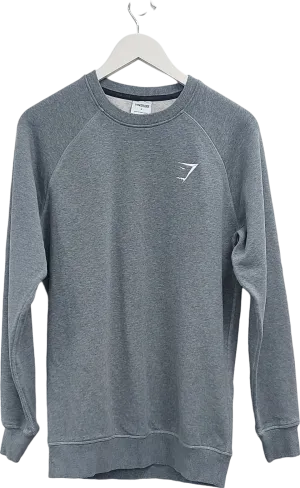 gymshark Grey Long Line Embroidered Logo Sweater UK S