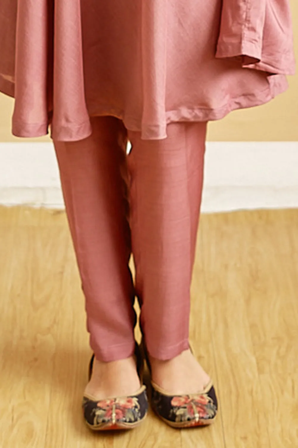 Handwoven Cotton Silk Tunic Set In Mauve