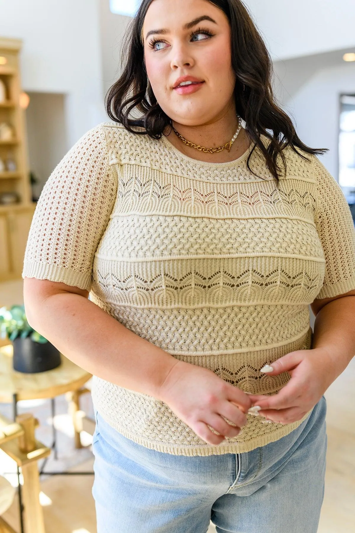 Hazel Blues® |  Thea Crocheted Knit Top