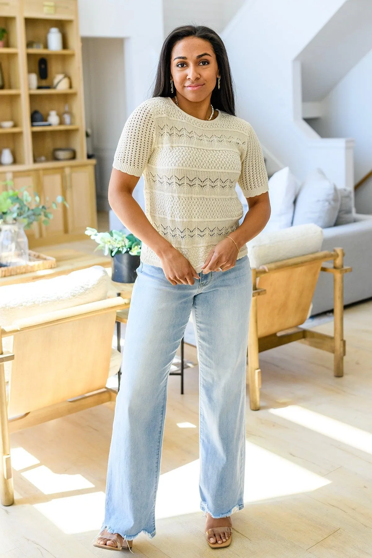 Hazel Blues® |  Thea Crocheted Knit Top