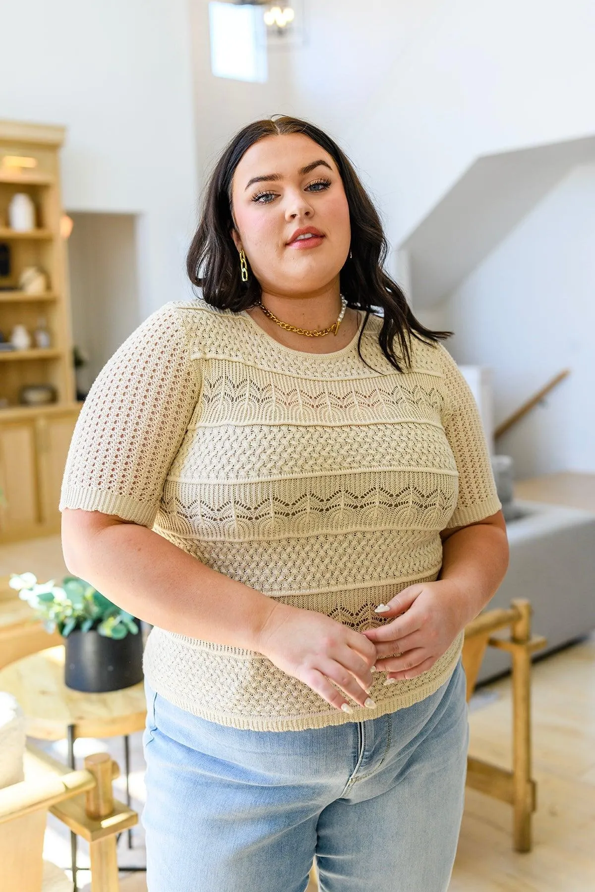 Hazel Blues® |  Thea Crocheted Knit Top