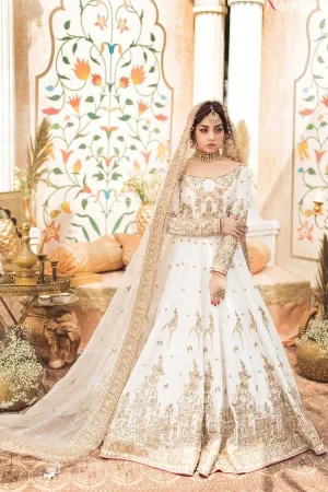 Heavy Embellished Pakistani White Mehndi Frock #BN1013