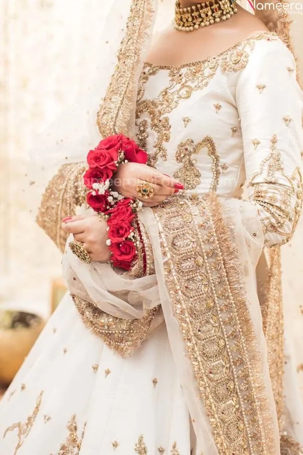 Heavy Embellished Pakistani White Mehndi Frock #BN1013