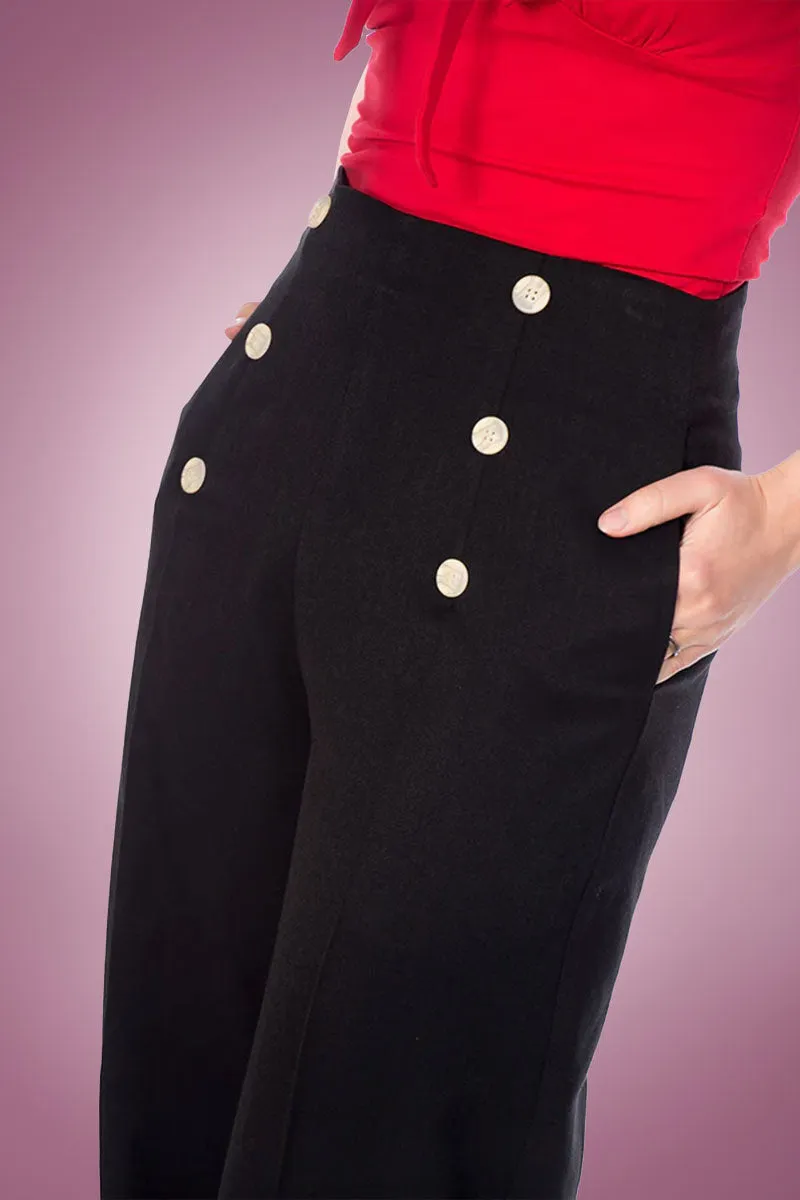 High Flyer Button Swing Pant in Black