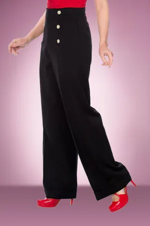 High Flyer Button Swing Pant in Black