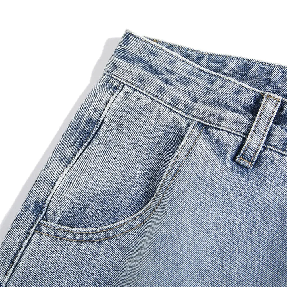 High Street Jeans Men Cross Graphic Baggy Denim Pants Unisex Young Streetwear Blue Loose Punk Casual Fashion Y2k Trousers Summer