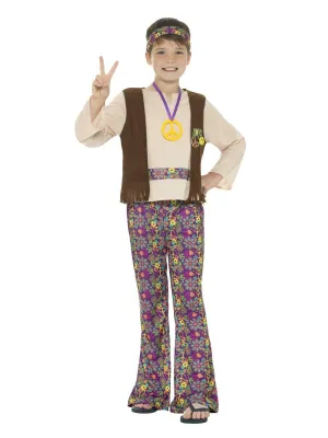 HIPPIE BOY COSTUME, WITH TOP, ATTACHED WAISTCOAT