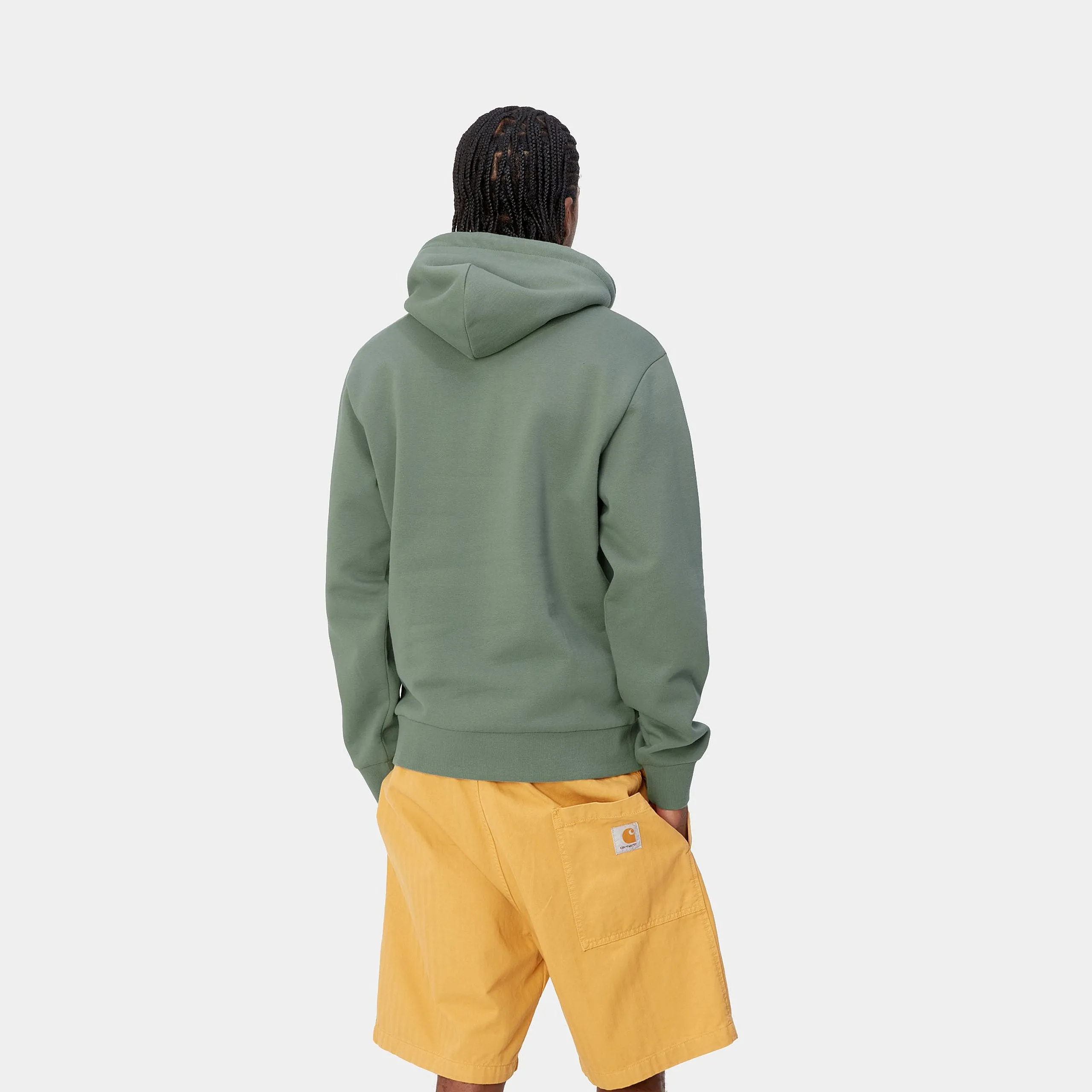 Hooded Script Embroidery Sweat - Park/White