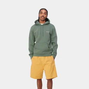 Hooded Script Embroidery Sweat - Park/White