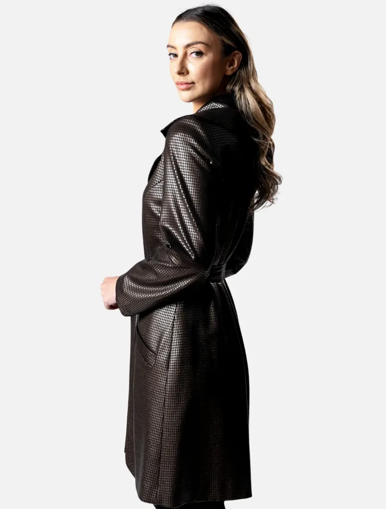 HOUNDOG Tie Up Short Trench Coat - Bronze/Black
