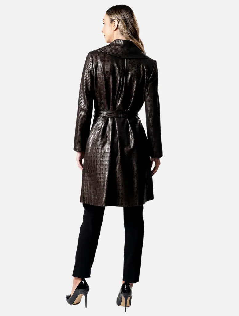 HOUNDOG Tie Up Short Trench Coat - Bronze/Black