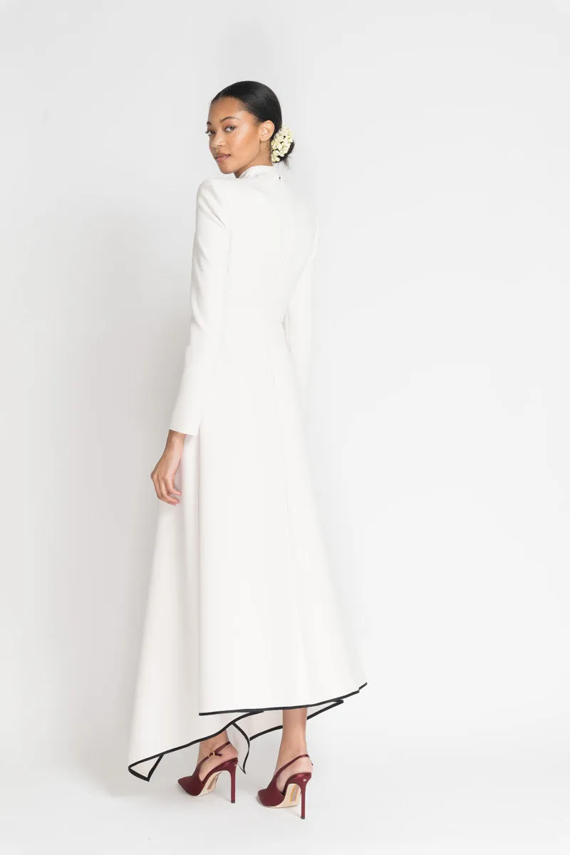 Ivory Cady Angrakha Dress with Tie-Front Detail