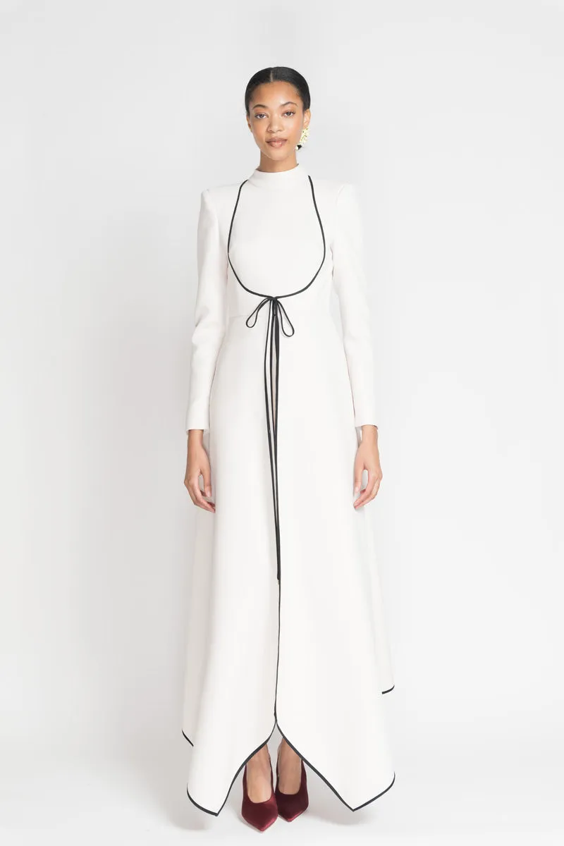 Ivory Cady Angrakha Dress with Tie-Front Detail