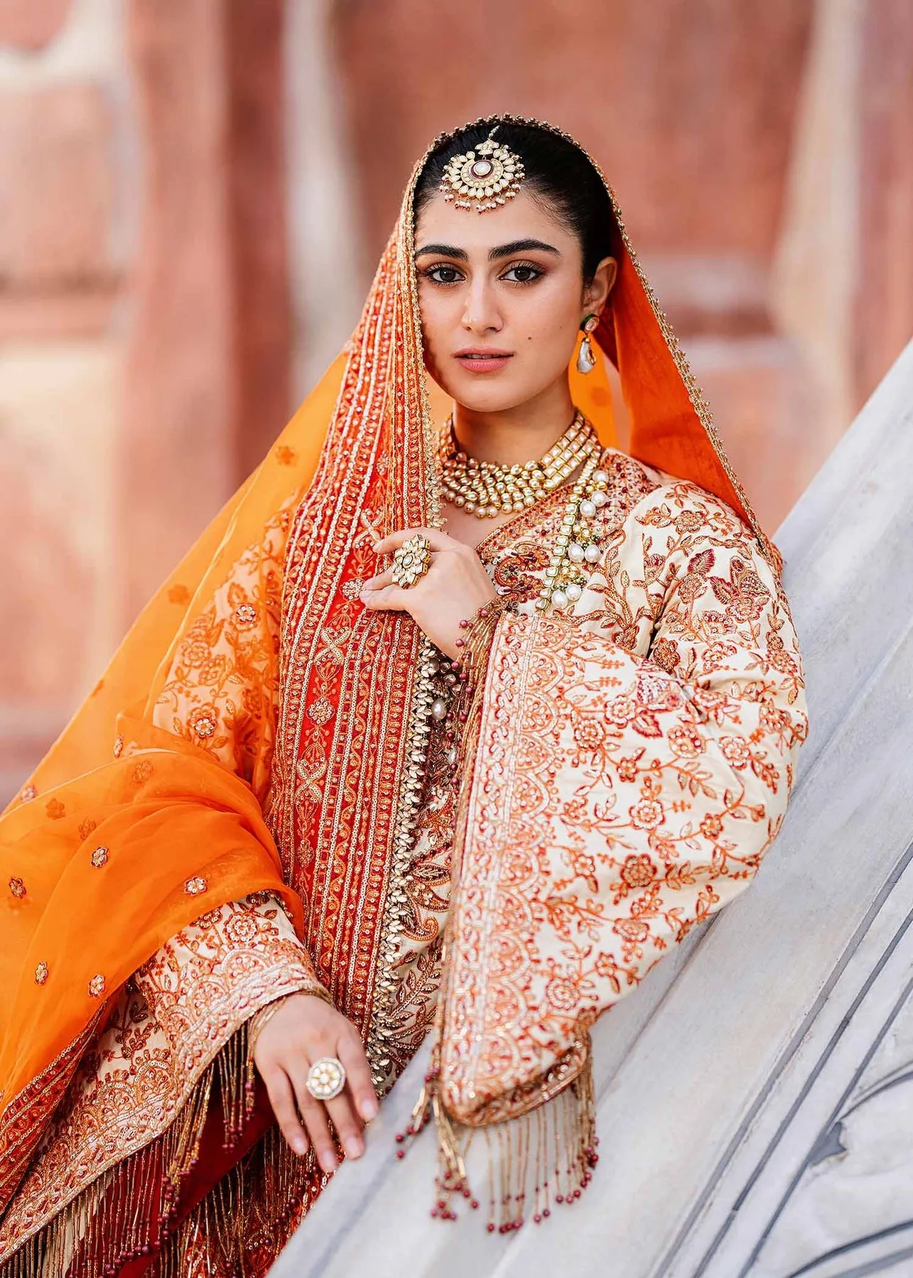 Ivory Shade Gold Embellished Pakistani Salwar Kameez Dupatta Suit