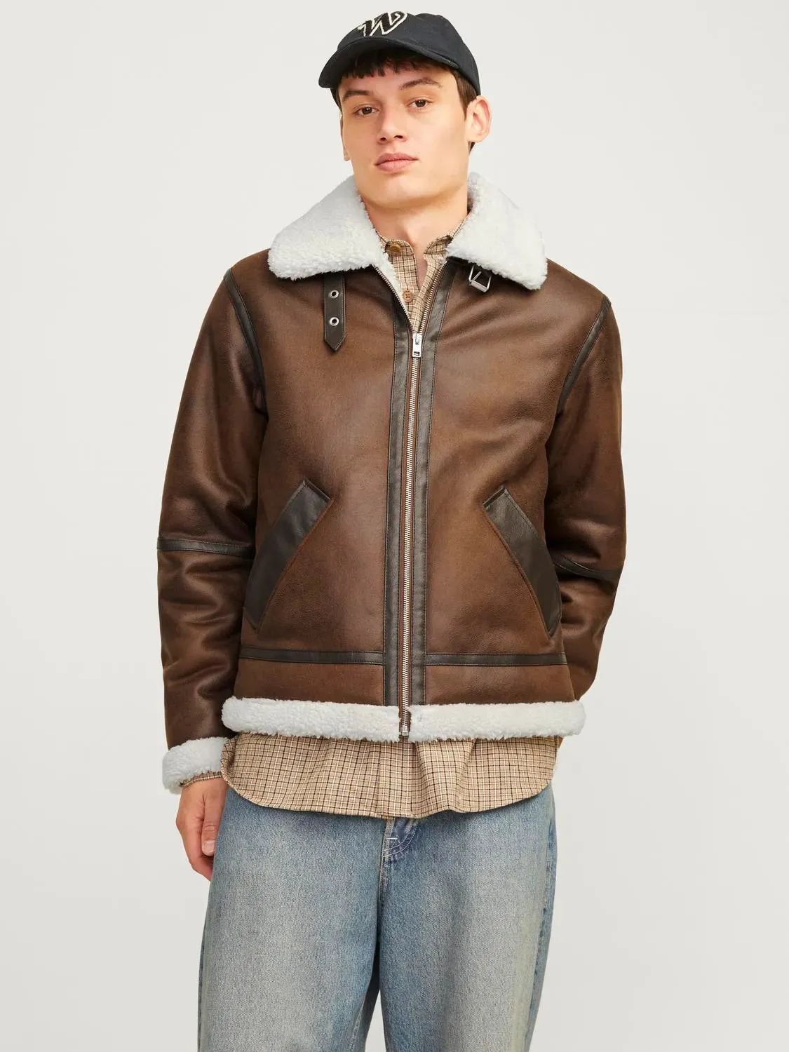 Jack Jones Cole Aviator Jacket Chocolate Brown