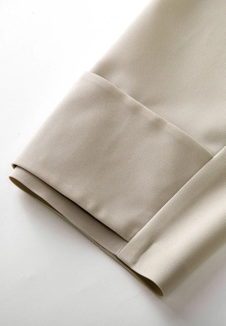 Jacket-detail Pleat-panelled Belted Dress