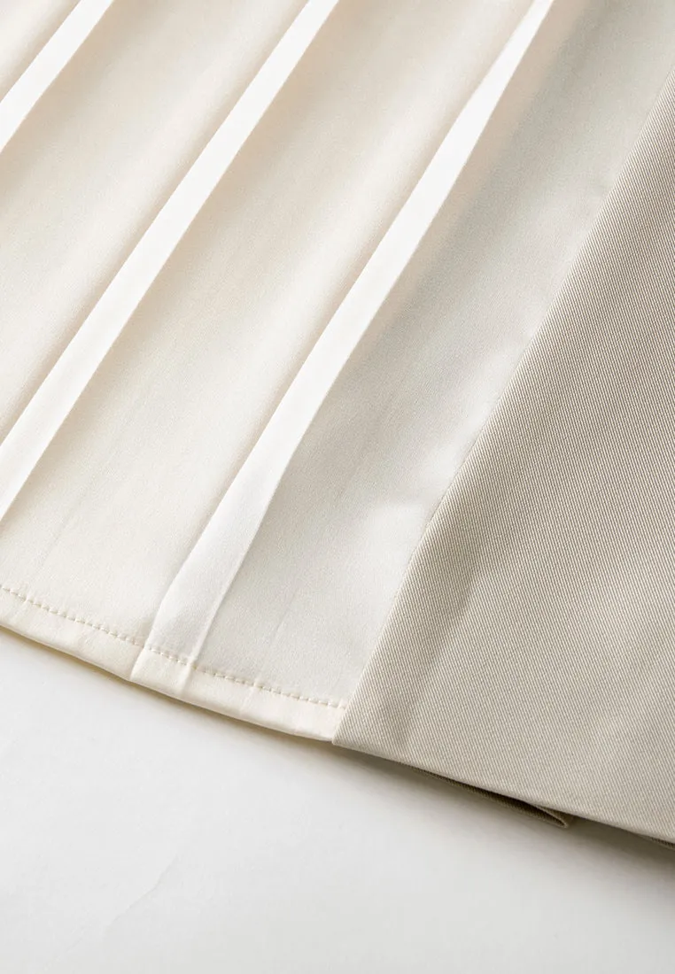 Jacket-detail Pleat-panelled Belted Dress