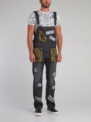 Jimmy Camo Patched Statement Dungarees