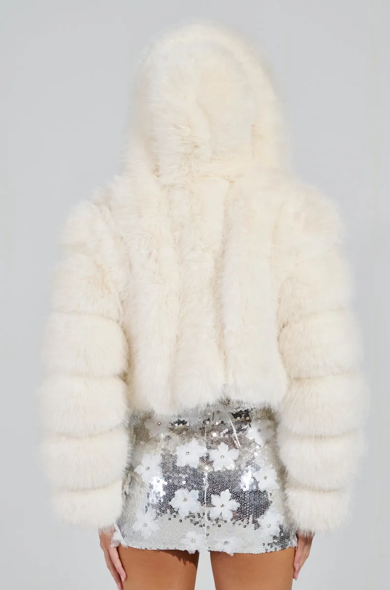 JOLENE FAUX FUR COAT IN WHITE