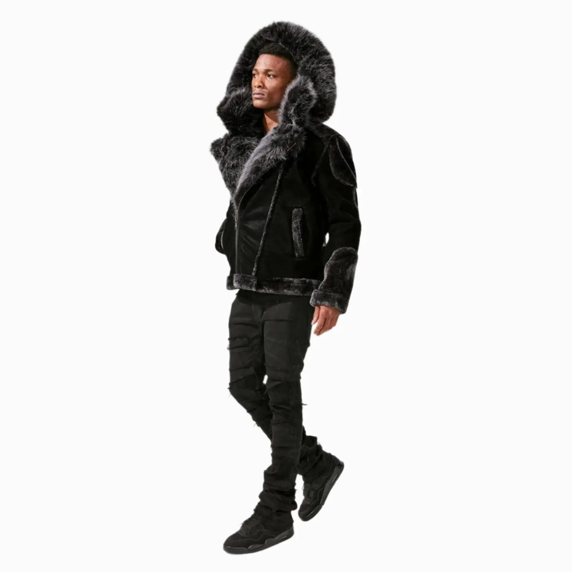 Jordan Craig Men El Jefe Shearling Moto Jackets (New Black)