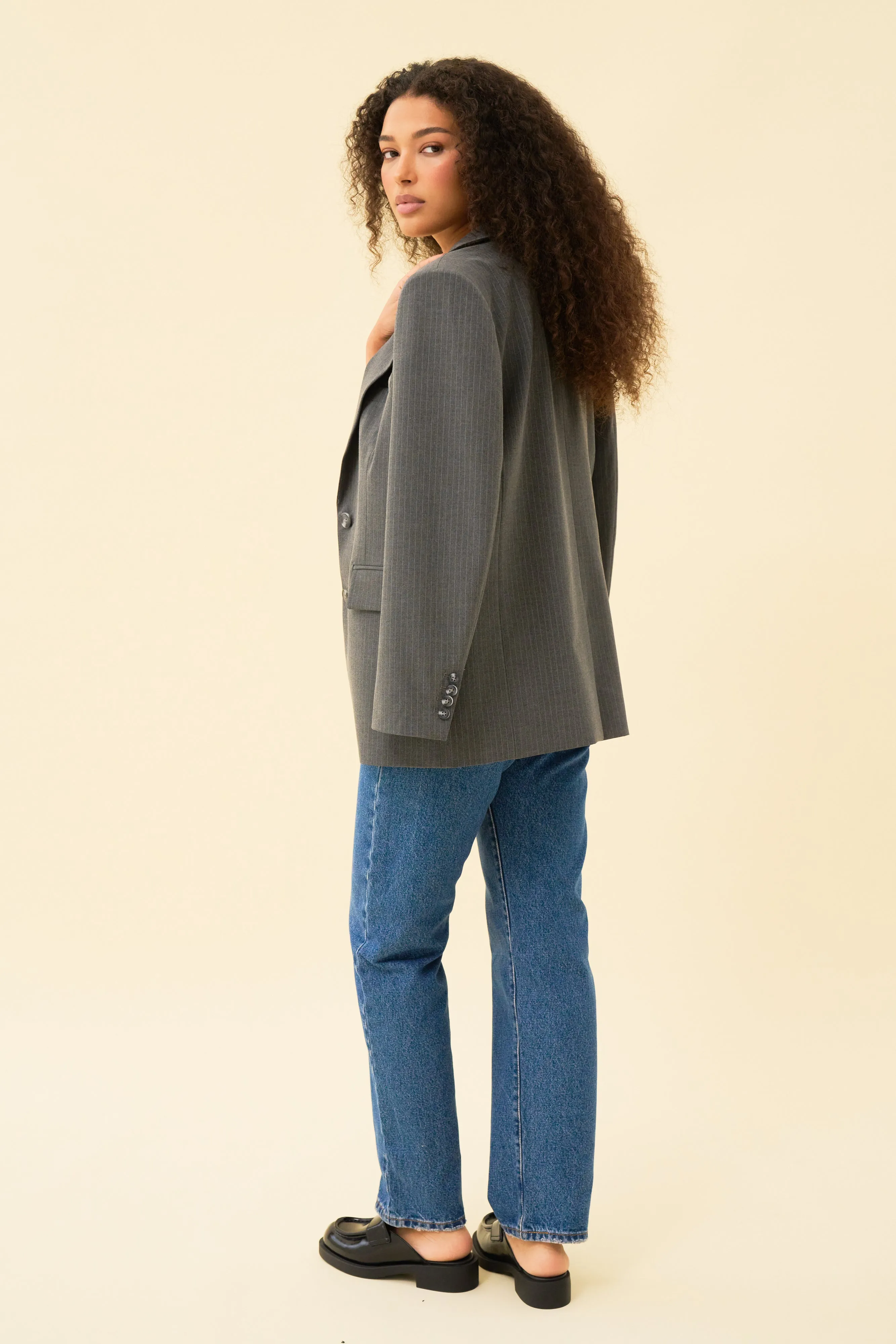 JULIA JACKET - DARK GREY PINSTRIPE