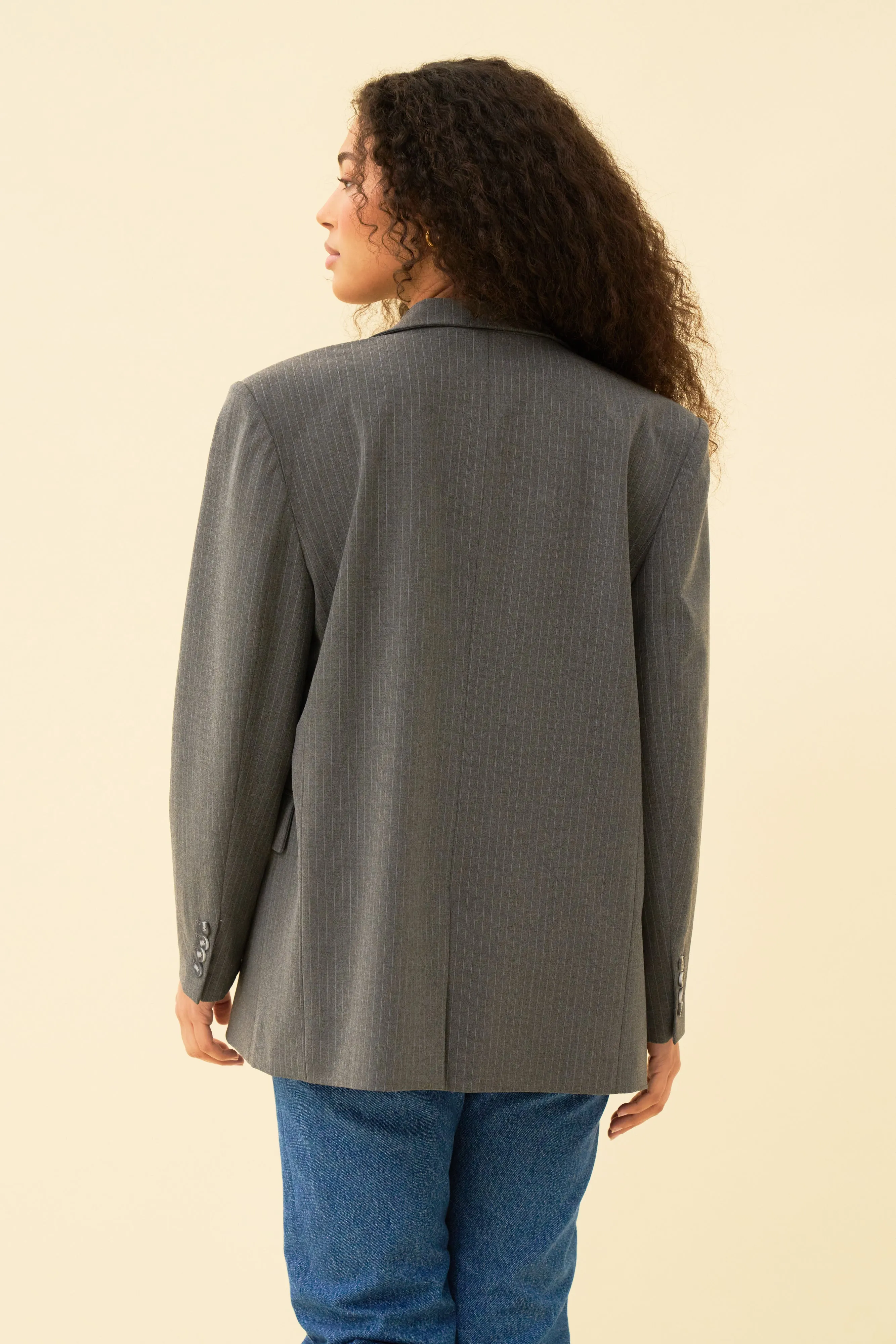 JULIA JACKET - DARK GREY PINSTRIPE