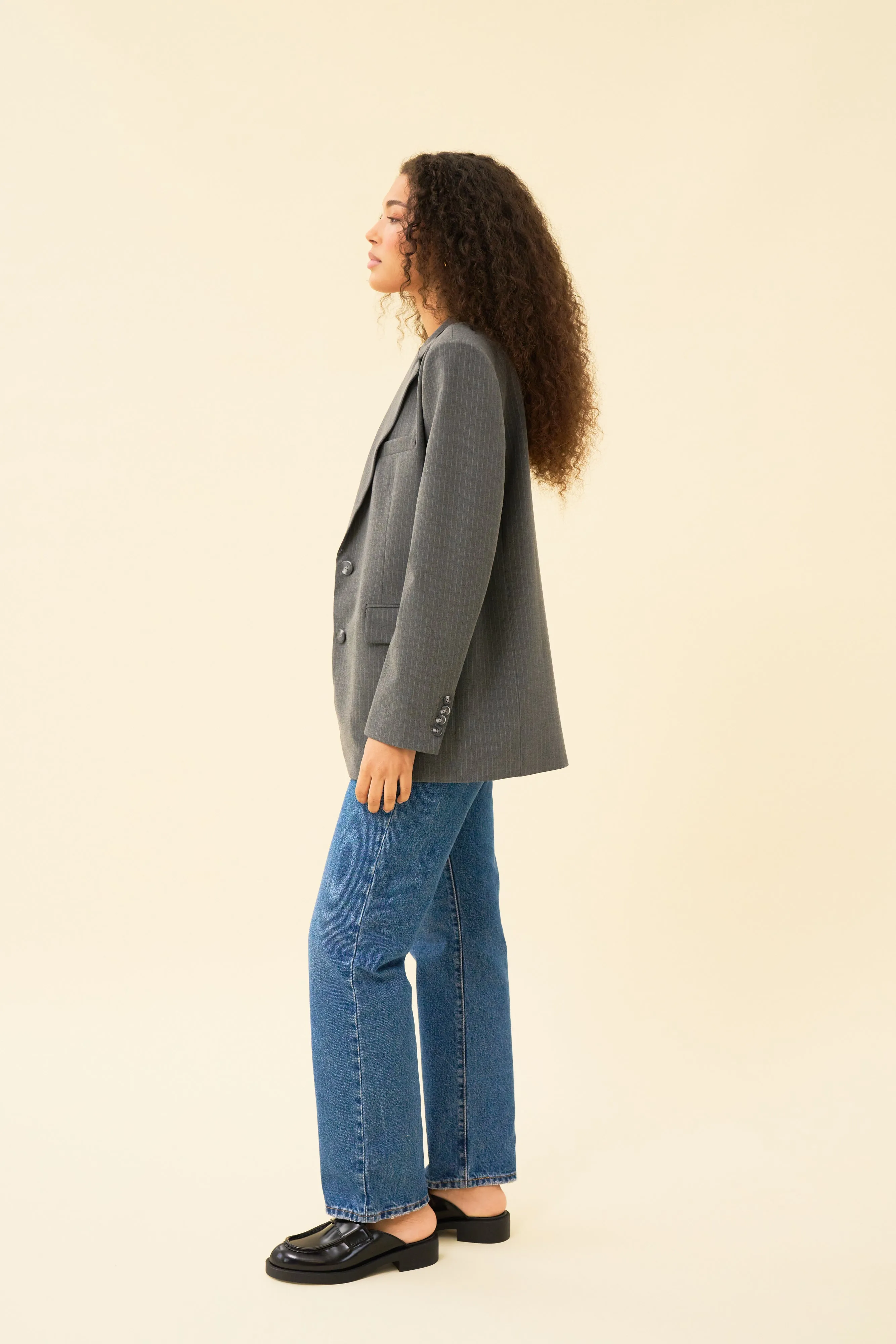 JULIA JACKET - DARK GREY PINSTRIPE