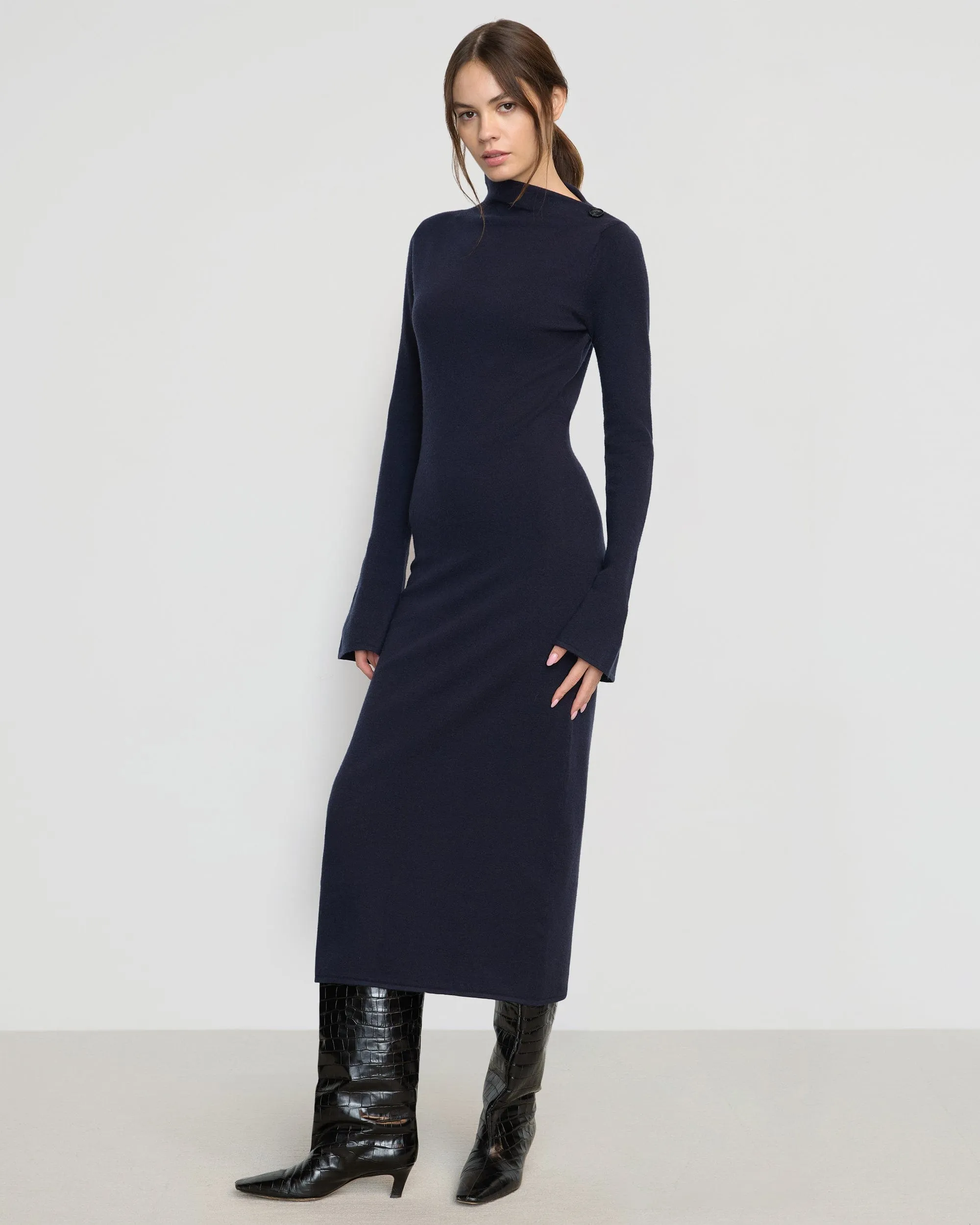 Keaton Bell-Sleeve Midi Dress