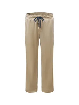 Khaki Velvet Stripe Patchwork Trousers