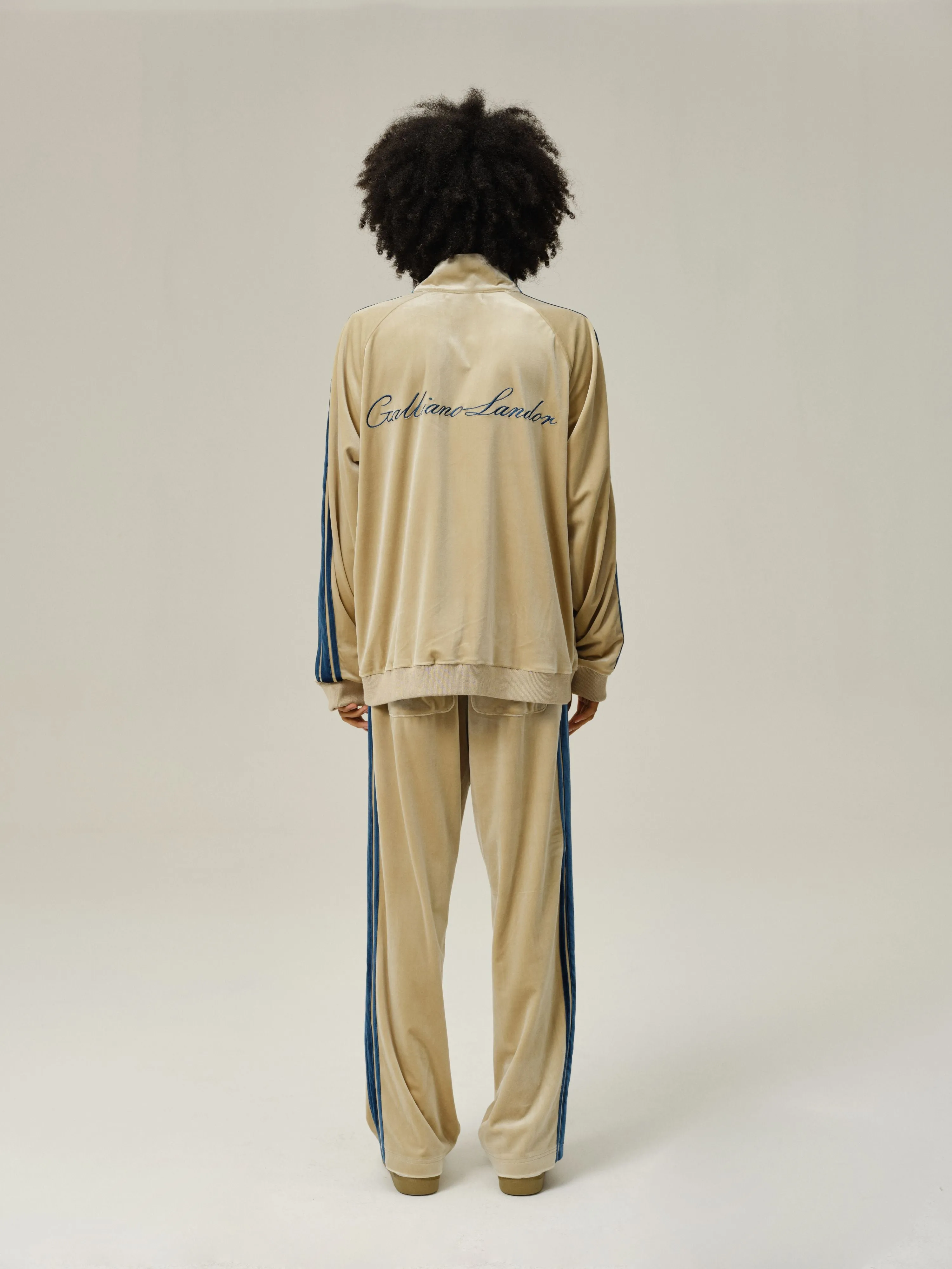 Khaki Velvet Stripe Patchwork Trousers