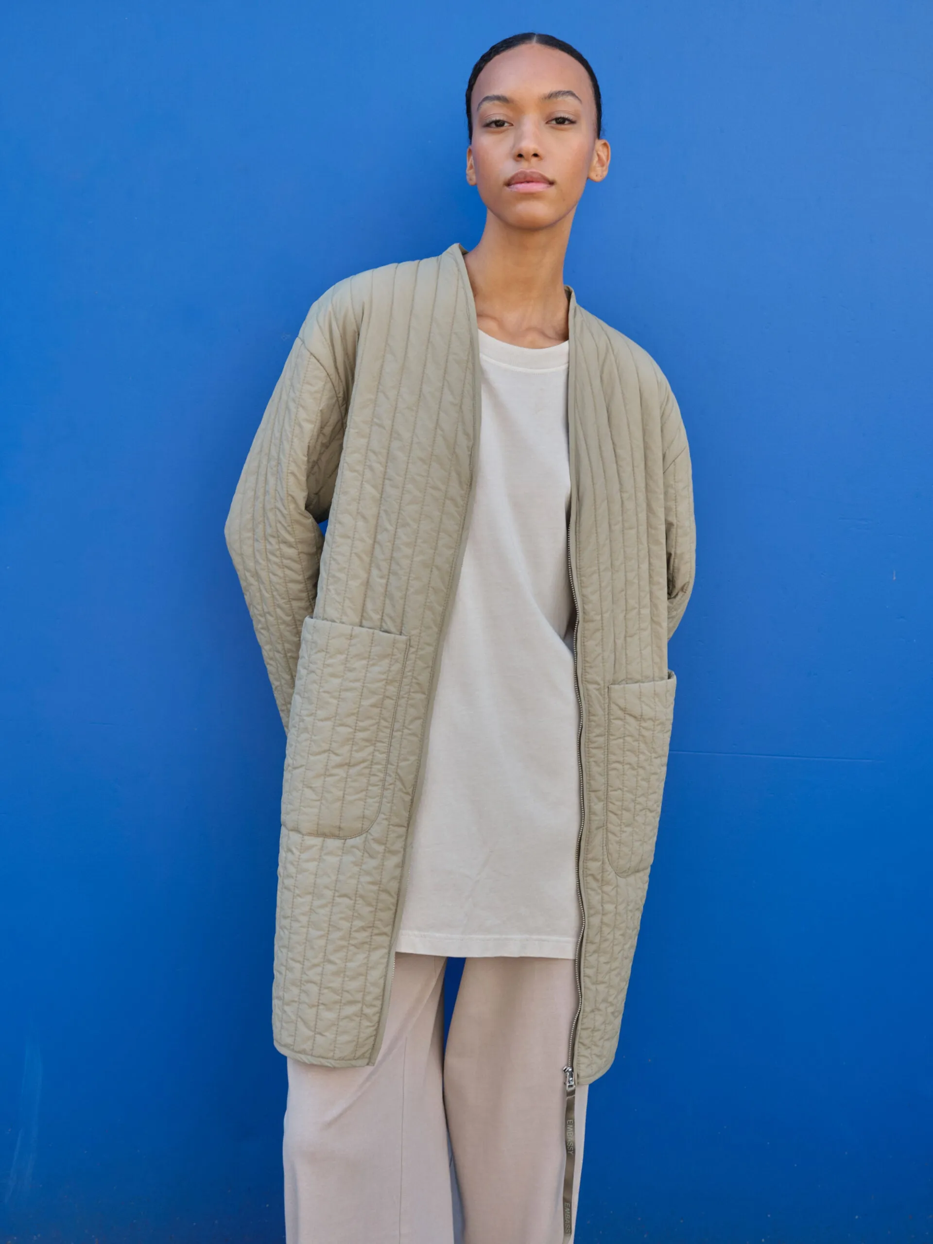 KHIVA COAT in PALE OLIVE