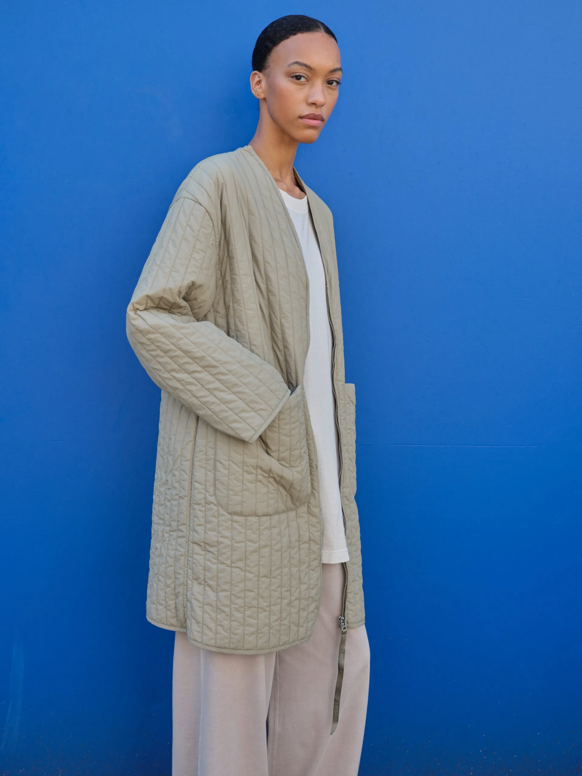 KHIVA COAT in PALE OLIVE