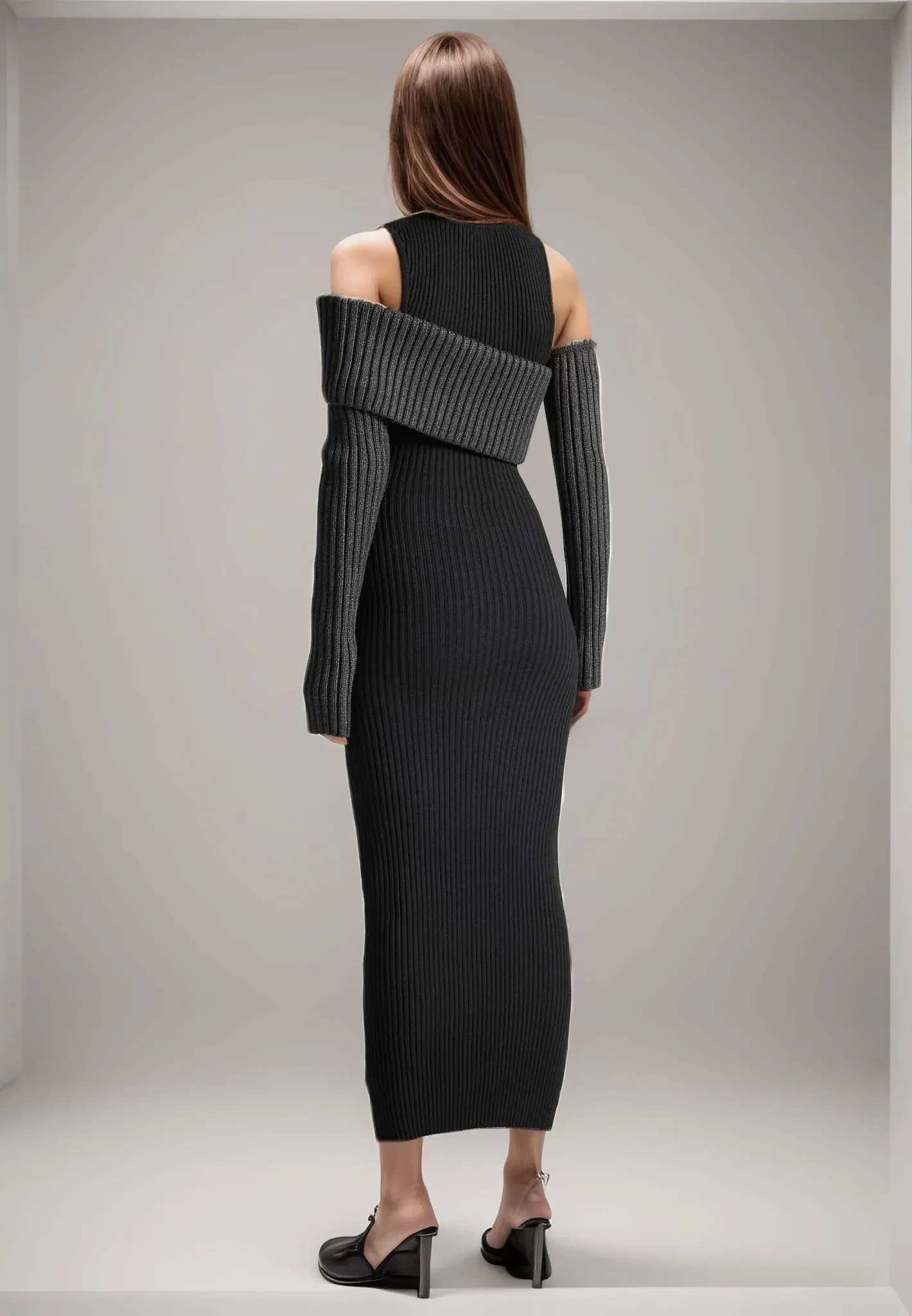 Knitting Asymmetric Off Shoulders Bodycon Dresses