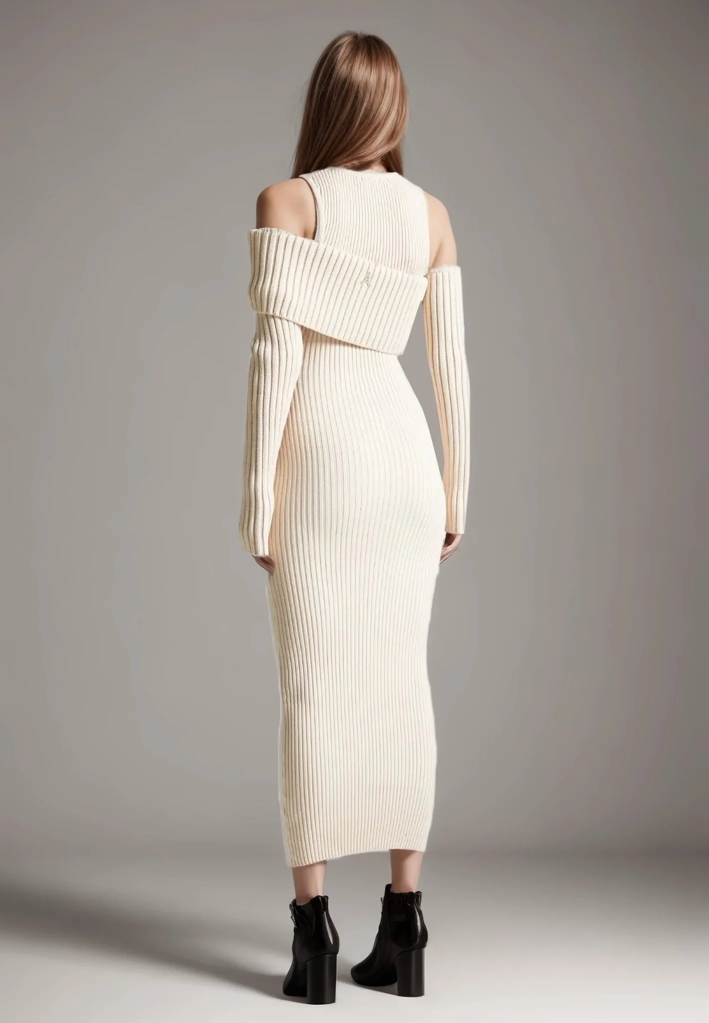 Knitting Asymmetric Off Shoulders Bodycon Dresses