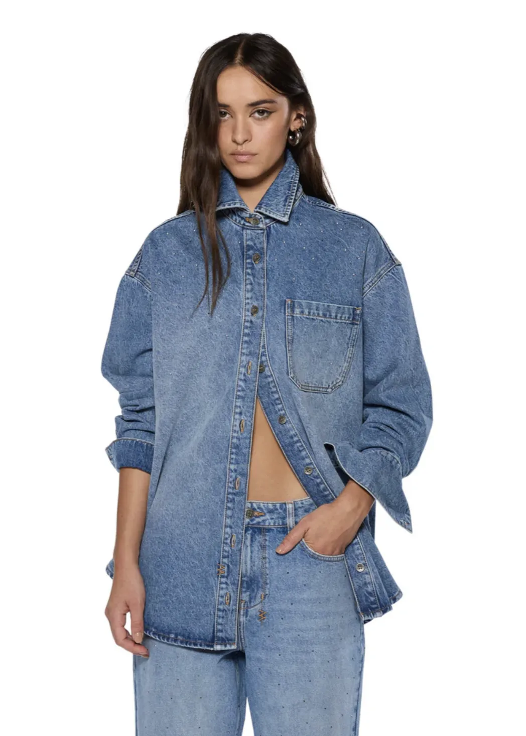 KSUBI Oversized Long Sleeve Komet Shirt - Denim