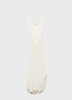Lace dress with draped neck