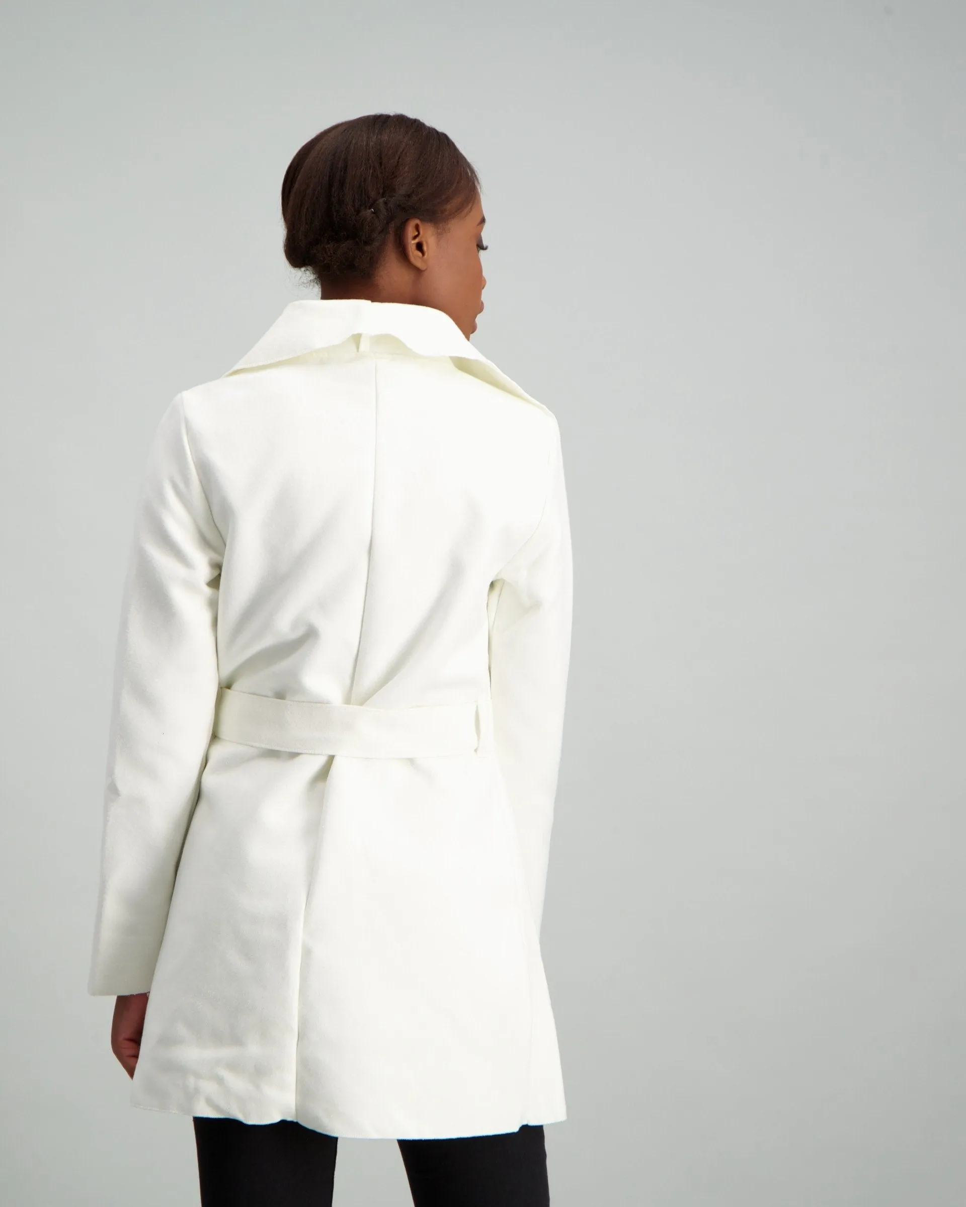 Ladies Belted Unlined Jacket - Milk